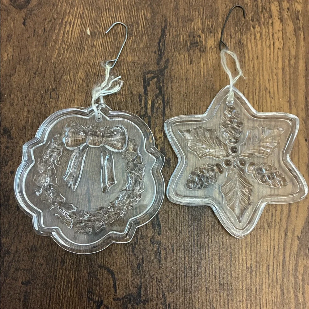Pair of Vintage Crystal Christmas Ornaments